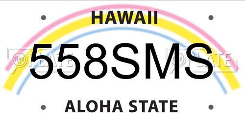 558SMS Hawaii License Plate