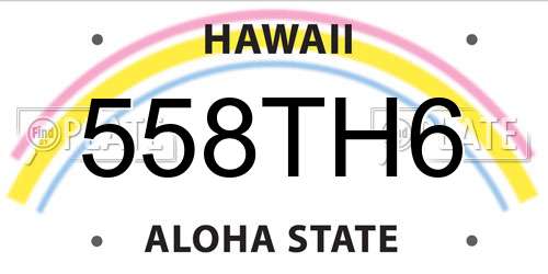 558TH6 Hawaii License Plate