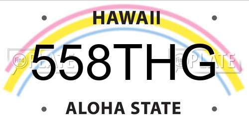 558THG Hawaii License Plate
