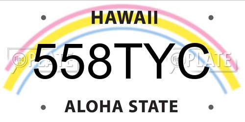 558TYC Hawaii License Plate