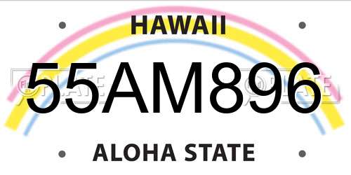 55AM896 Hawaii License Plate