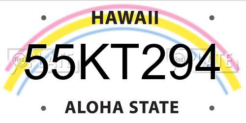 55KT294 Hawaii License Plate