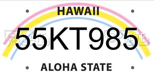 55KT985 Hawaii License Plate