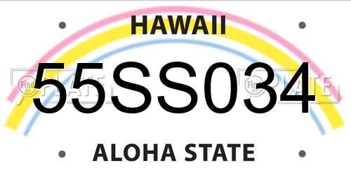 55SS034 Hawaii License Plate