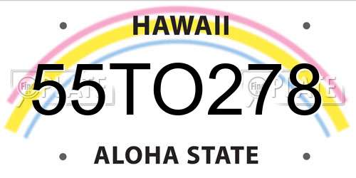 55TO278 Hawaii License Plate
