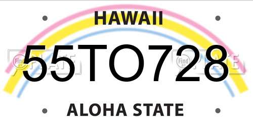 55TO728 Hawaii License Plate