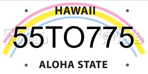 55TO775 Hawaii License Plate