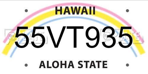 55VT935 Hawaii License Plate