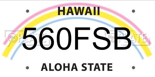 560FSB Hawaii License Plate