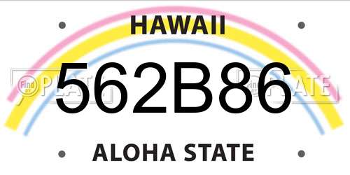 562B86 Hawaii License Plate
