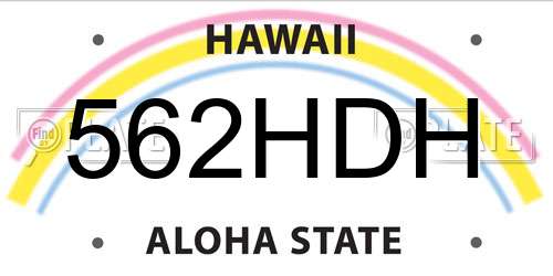 562HDH Hawaii License Plate