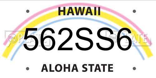 562SS6 Hawaii License Plate