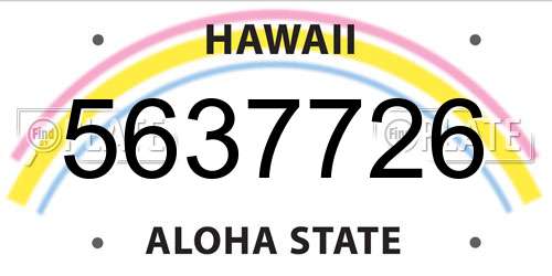 5637726 Hawaii License Plate