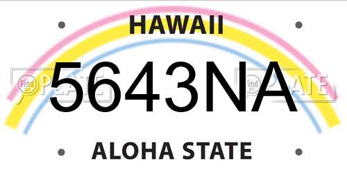 5643NA Hawaii License Plate