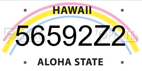 56592Z2 Hawaii License Plate