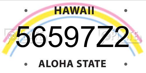 56597Z2 Hawaii License Plate