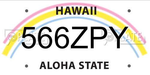 566ZPY Hawaii License Plate