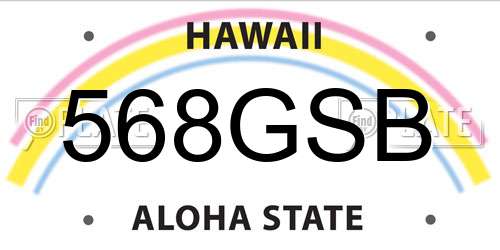 568GSB Hawaii License Plate