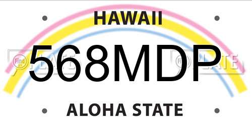 568MDP Hawaii License Plate