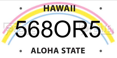 568OR5 Hawaii License Plate