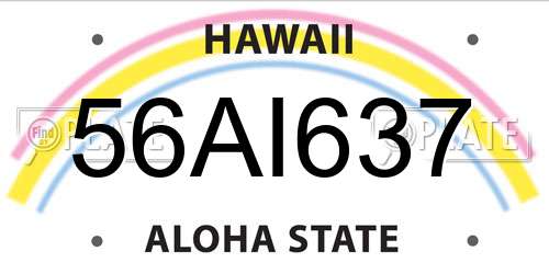 56AI637 Hawaii License Plate