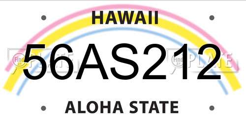 56AS212 Hawaii License Plate