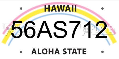 56AS712 Hawaii License Plate