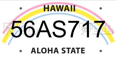 56AS717 Hawaii License Plate