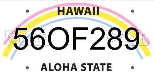 56OF289 Hawaii License Plate