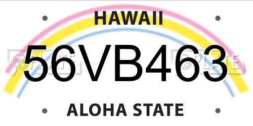 56VB463 Hawaii License Plate