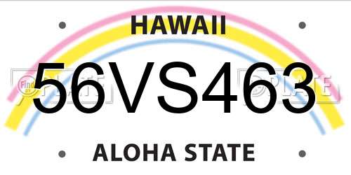 56VS463 Hawaii License Plate
