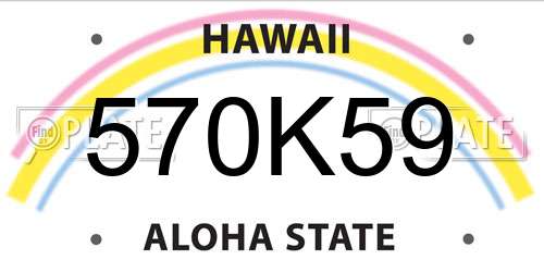 570K59 Hawaii License Plate