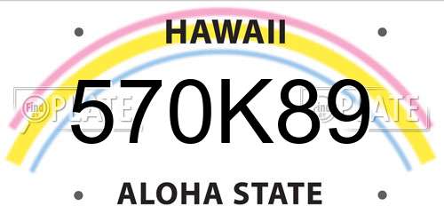 570K89 Hawaii License Plate