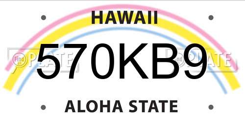 570KB9 Hawaii License Plate