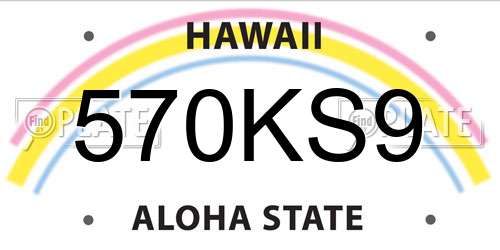 570KS9 Hawaii License Plate