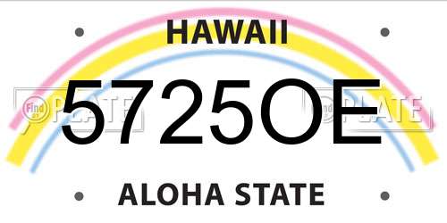 5725OE Hawaii License Plate