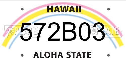 572B03 Hawaii License Plate