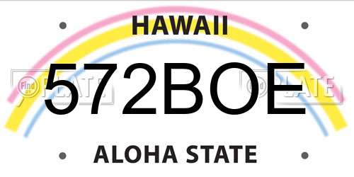 572BOE Hawaii License Plate