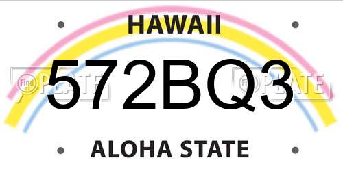 572BQ3 Hawaii License Plate