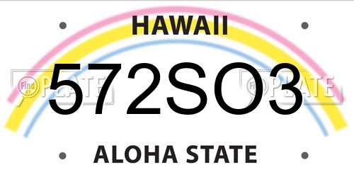 572SO3 Hawaii License Plate