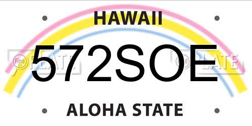 572SOE Hawaii License Plate