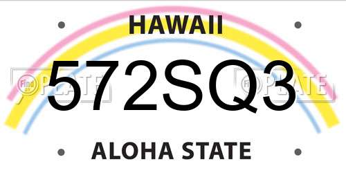 572SQ3 Hawaii License Plate