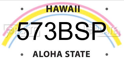 573BSP Hawaii License Plate