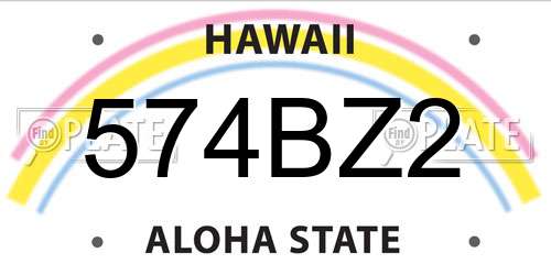 574BZ2 Hawaii License Plate