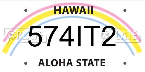 574IT2 Hawaii License Plate