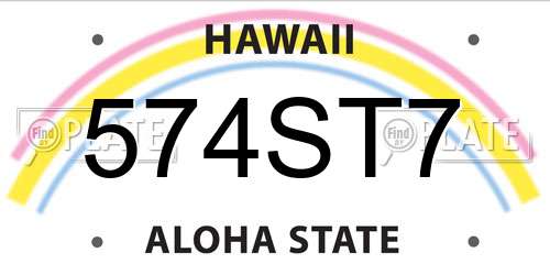 574ST7 Hawaii License Plate