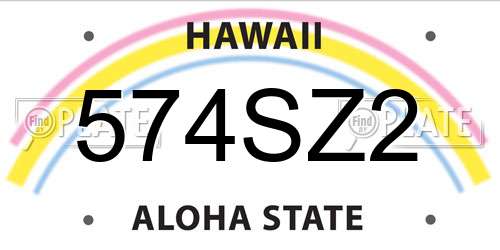 574SZ2 Hawaii License Plate