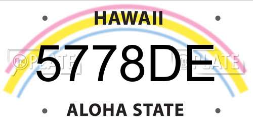 5778DE Hawaii License Plate