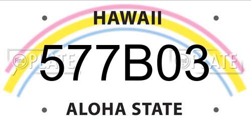 577B03 Hawaii License Plate