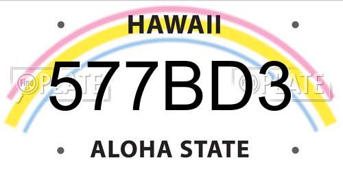577BD3 Hawaii License Plate